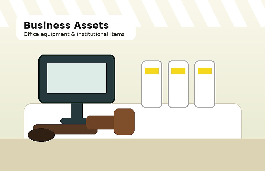 Auctioned office equipment and business assets