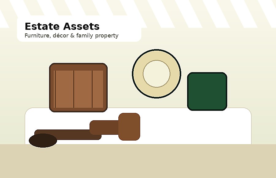 Auctioned estate furniture and household assets